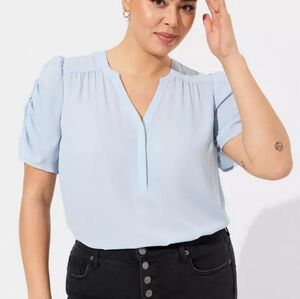 Torrid Harper Georgette Ruched Short Sleeve Blouse Size 5